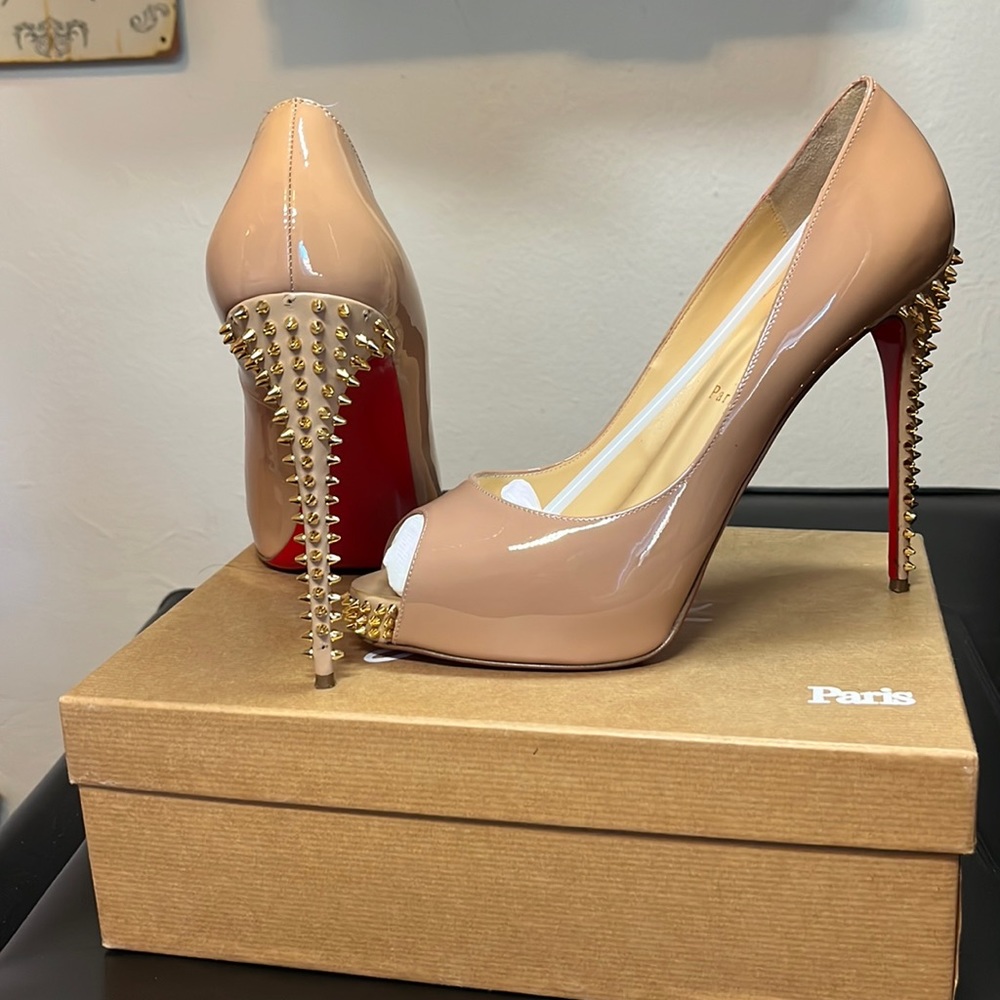 Patent leather gold stud Louboutin heels